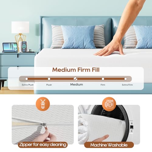 Image of FDW 12 Inch California King Mattress, Medium Firm Base Foam, Breathable & Comfortable with Removable Washable Zipper Cover, Bed in a Box, CertiPUR-US Certified, White