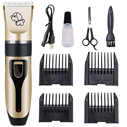 Cortapelos para Mascotas, Maquina de Cortar Pelo para Perros,Eléctrico Mascota Máquina de Aseo Profesional Herramienta USB Afeitadoras Recargables Cortador de Pelo de Gato Cortador de Pelo de Perro