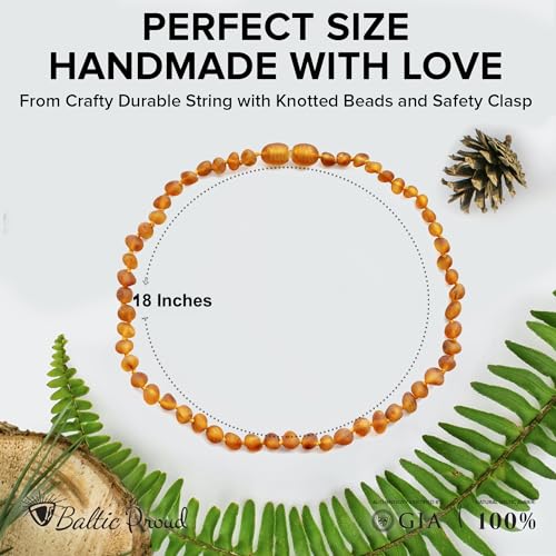 Baltic Proud Amber Necklace for Women and Men (Authentic, Certified) - 18 inches, Honey Raw (Unpolished) - Unisex Amber Jewelry for Adults - Bead Necklace2