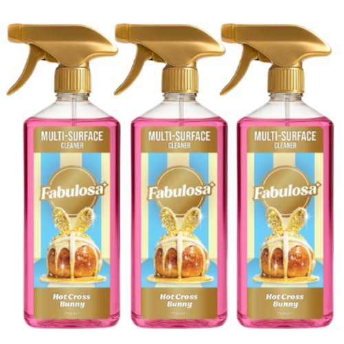 Fabulosa Hot Cross Bun scented Multi Surface Cleaner Trigger Spray 750ml Pack of 3 Antibacterial Household Cleaning Spray for Kitchen, Bathroom & Hard Surfaces