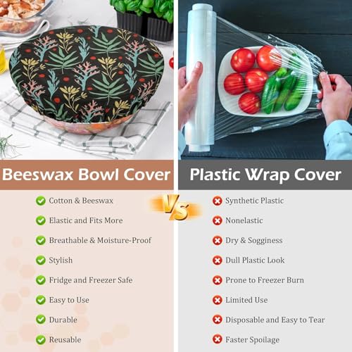 5Pcs Reusable Beeswax Elastic Bowl Covers for Bread Proofing and Food Cover - image 7