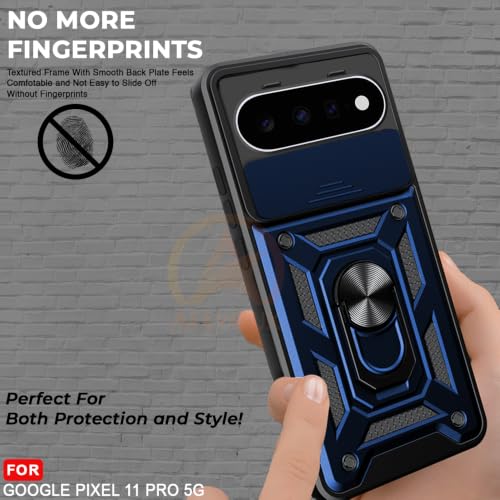 Image of Armor Bumper Back Cover Case for Google Pixel 11 /11 pro 5G Rotating Camera Cover, Ring Holder & Kickstand | Heavy Duty & 360 Degree Protection Back Cover for (Black)