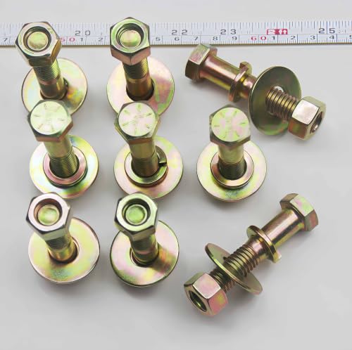 Image of 1 /2 inch x 2-1 /2 inch Grade 8 Hex Head Bolt and nut,Spring Lock Washer and Large Flat Washer Assortment Kit, Color Gavalization,Alloy Steel,Heavy Duty,(10sets Pack),by Metalsuberg.