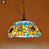 ✔ Lámpara de comedor retro clásica: cocina con lámpara colgante Tiffany en estilo retro, ideal para decorar su habitación. Crea un ambiente relajado y confortable.