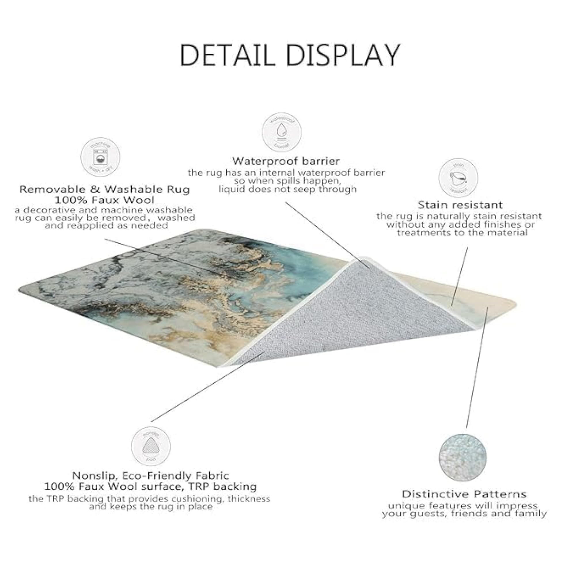 Luxury Marble Velvet Bath Mat, Non-Slip