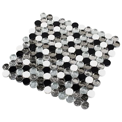 Contemporary 1X1 Multi-Color Circular Multi-Finish Glass Stone Kitchen Backsplash Bathroom Mosaic Tile Mto0849 #TOP1
