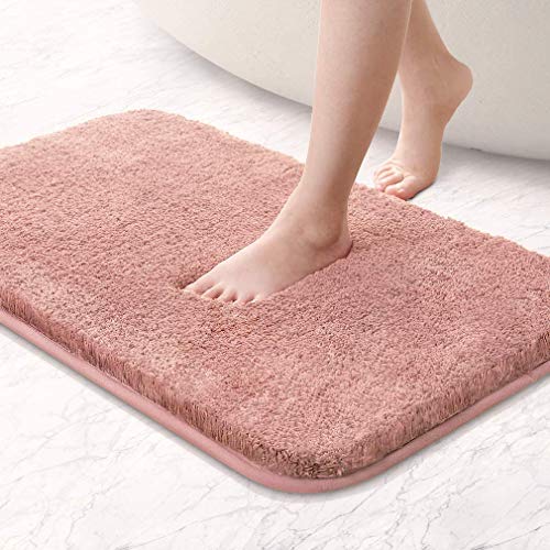 YIQI Tapis de Bain Extra épais Absorbant l'eau Tapis de Salle de Bain en Microfibre Tapis antidérapant Lavable en Peluche (Rose 40x60 cm)