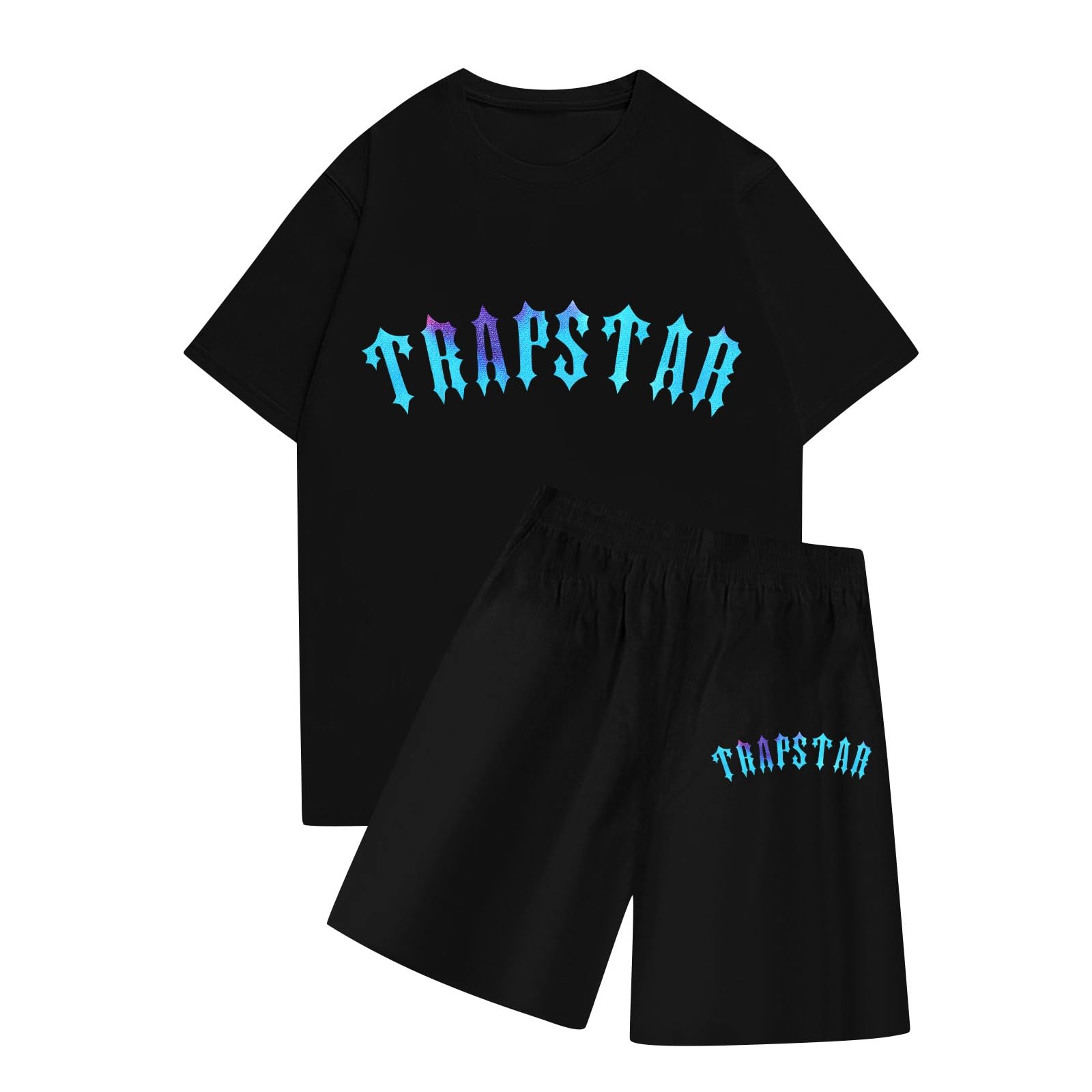 XYYYHTL Chándal Trapstar Hombre Corto Verano Camiseta con Pantalones Cortos con Logo Trapstar Shooters Conjunto Impreso Chándal Trapstar London Verano Chándal Hombre