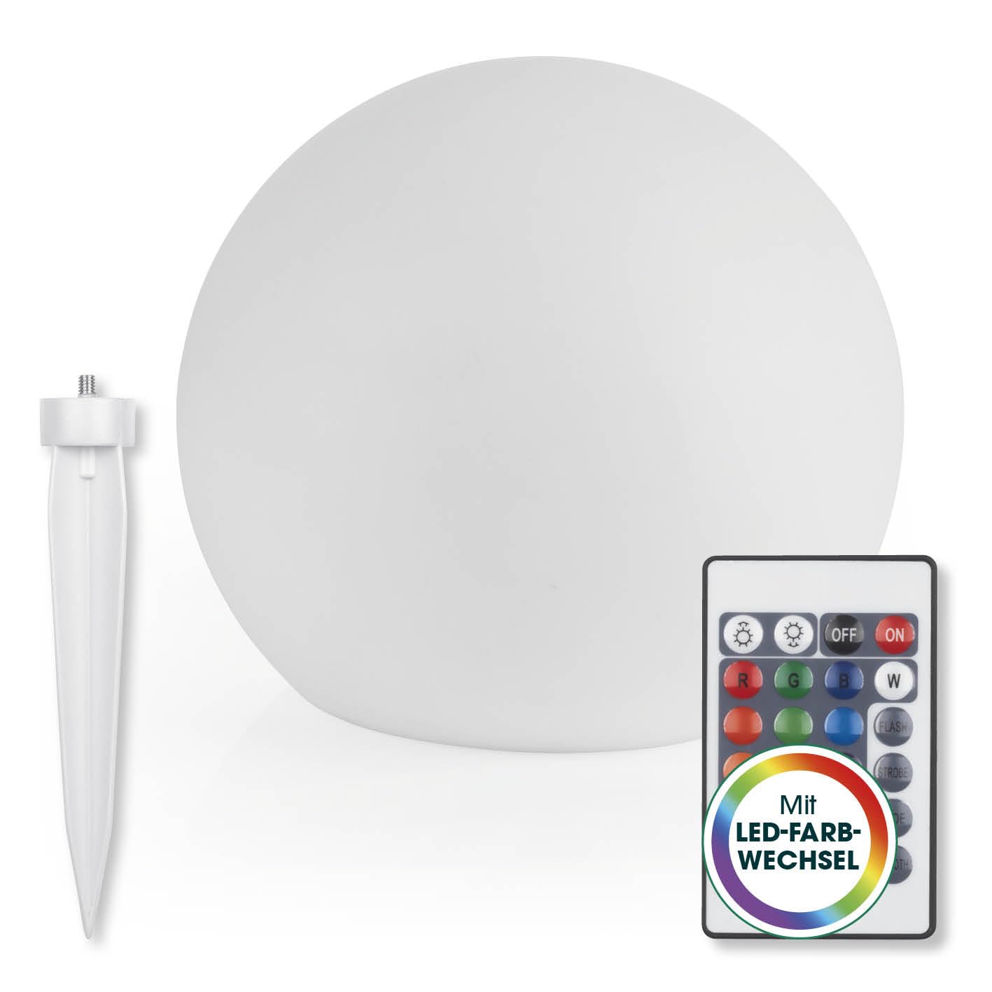 EASYmaxx LED Solarleuchte mit Farbwechsel | Deko Gartenleuchte mit LED Beleuchtung | Wunderschöne Lichteffekte mit Tageslichtsensor In & Outdoor | Gartendeko Witterungsbeständig IP67, Kugel 30 cm