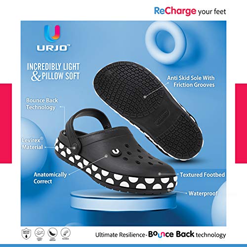 Image of URJO GEMS Kid's Clogs /Sandals with Adjustable Back Strap Ultra Soft & Flexibility Anti Skid Comfortable Waterproof Daily Mules Clogs /Sandals Boy's & Girl's
