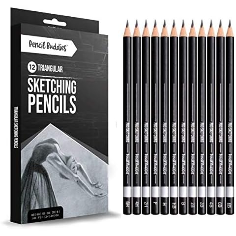 Pencil Buddies Sketch Pencils for Drawing, Triangular Drawing Pencils Set, 12 Pack Art Pencils for Drawing & Shading, Graphite Shading Pencils for Sketching, Adults & Kids, 8B-6H Cover