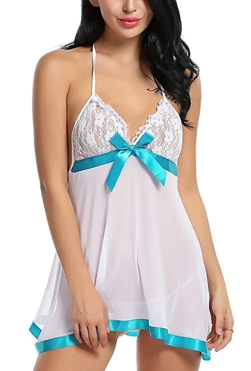 Image of Babydoll Nightwear Lingerie with Panty Short Transparent Nighty for Women Bra Panty Set for Women Baby Doll Night Dress Babydoll Lingerie for Honeymoon