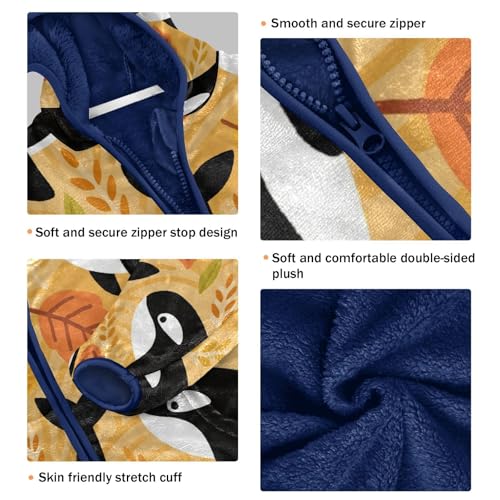 Whales and Leaves on Yellow Toddler Fleece Jacket Girl Boys Hooded Fleece Jacket Coat Warm Outwear Zip-up 3-10T3