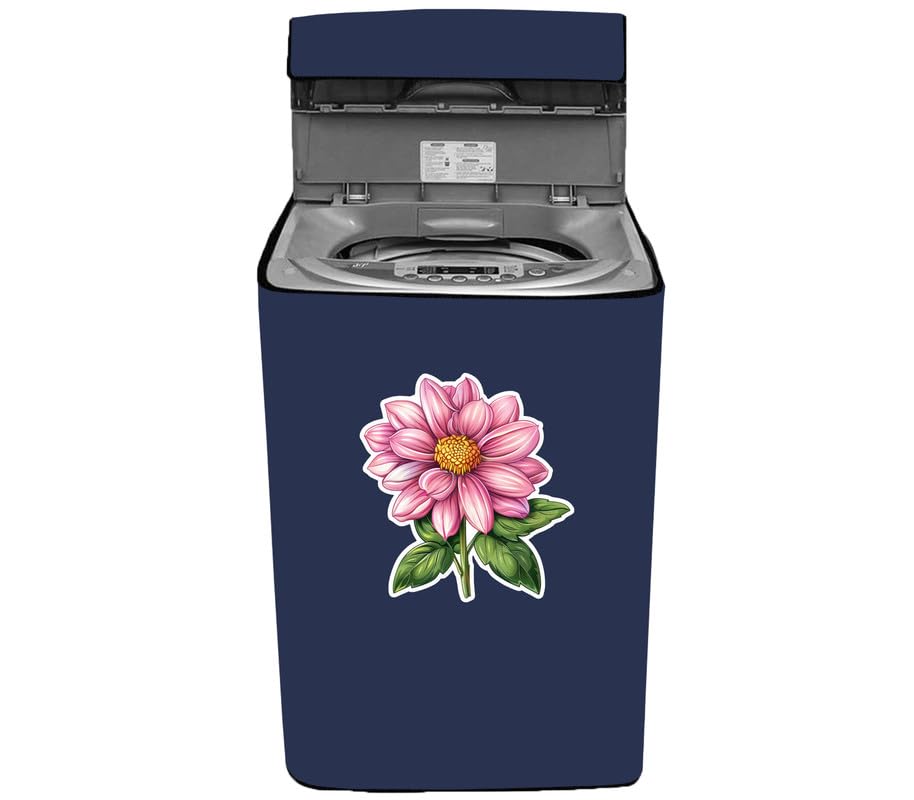 Amodori Waterproof Top load washing machine cover Compatible for LG & SAMSUNG 8.5 Kg to 10KG Solid Blue flower beautiful digital illustration print