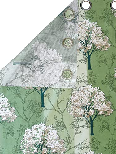 Image of Cortina Floral Window Curtain | Drapes for Home, Bedroom, Guest Rooms, Office Rooms | Balances Room Temperature | Streachable | Polyester | Room-Darkening | Pack of 2 | 5Ft | Green 1