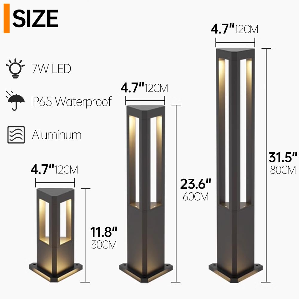 Luz moderna del camino del paisaje Iluminación LED negra del camino Iluminación del bolardo impermeable al aire libre del aluminio Luces de la entrada Lámpara de pie al aire libre para la decoración d