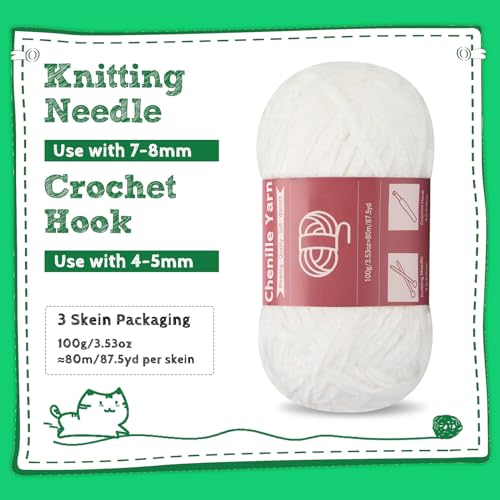 SUVSOON 3 * 100g Chenille Yarn - Image 3
