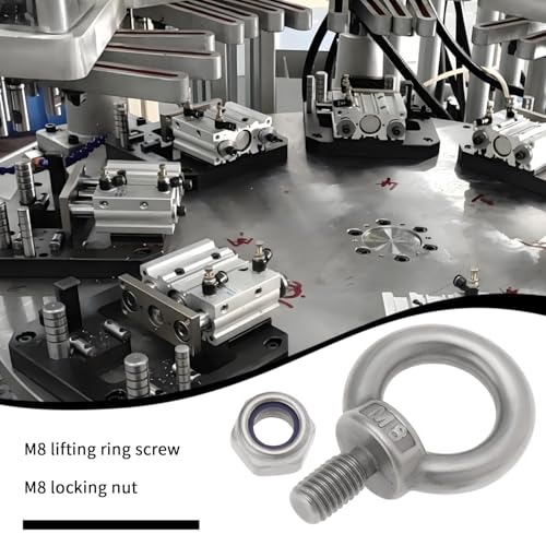 Image of OTOTEC 4 Sets M8 Lifting Eye Bolts with M8 Lock Nuts 304 Stainless Steel Eye Bolt for Mechanical Equipment Electric Power Marine Transportation, 264-B-BFW