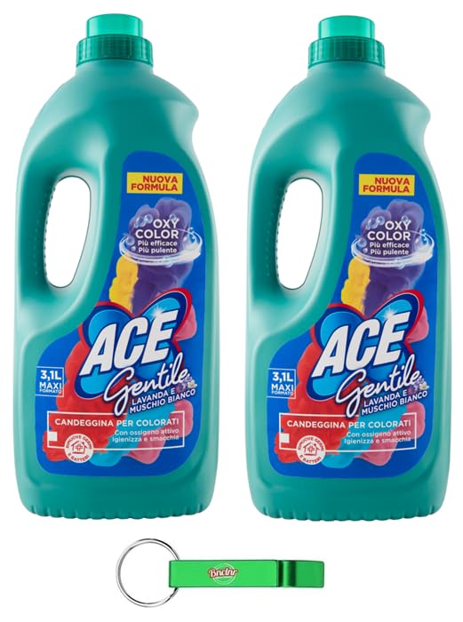 Ace Gentile Candeggina per Colorati, blanqueador para colores, lavanda y almizcle blanco, eficaz contra las manchas, 3100 ml + llavero Beni Culinari gratuito