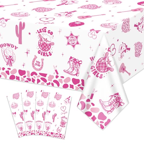 4 decorazioni per feste di compleanno con cowgirl, con stampa occidentale rosa, per discoteca, cowgirl, decorazioni per feste a tema baby shower