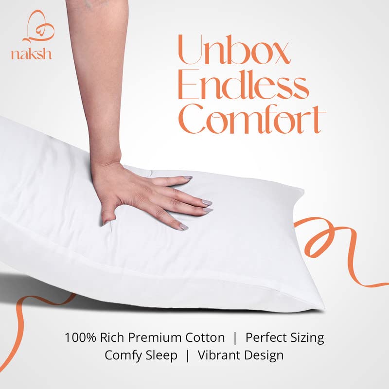 Image of NAKSH Cotton 210 TC Plain Pillow Covers Set of 2, White Pillow Cover | Sleep Pillow Covers (18 in x 27 in) | Soft Pillows Covers Cotton for Big Pillows