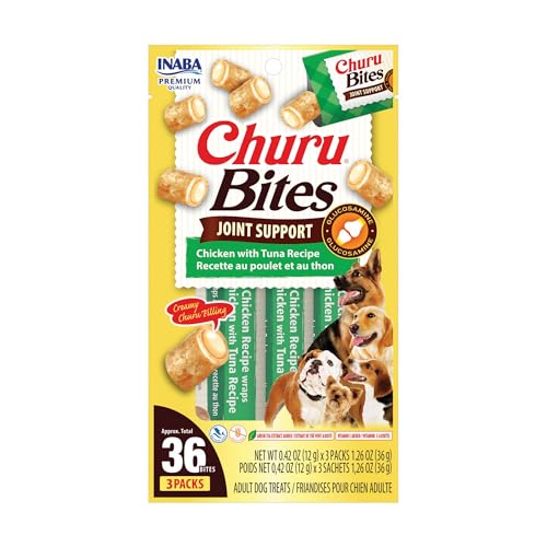 INABA Churu Bites Joint Support for Dog, Functional Lickable Dog Treat with Taurine & Green Tea Extract, 1.26oz Each, 18 Tubes Total, Chicken with Tuna Recipe - image 1
