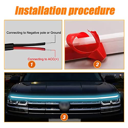 Miytsya Pack-1 Led Lights For Car, 70 Inches Flexible Waterproof Car Hood Strip Light, Car Hood Led Strip, Car Daytime Running Light Strips, Hood Light For Car, Truck (Blue) #TOP3