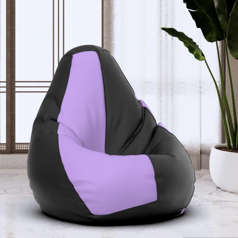 Bean Bag Chair Cover | Size: 2XL | Color: Black Lavender | Without Beans | Premium Leatherette Cover (CMF 3137)-image-19