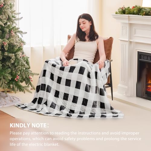 Image of Homemate Electric Blanket Heated Queen Size - 84 inchx90 inch Ultra Soft Cozy Flannel Heating Blanket with 10 Fast Heat Levels 8 Hours Auto Off Over-Heated Protection ETL Certification Keep Warm in Home