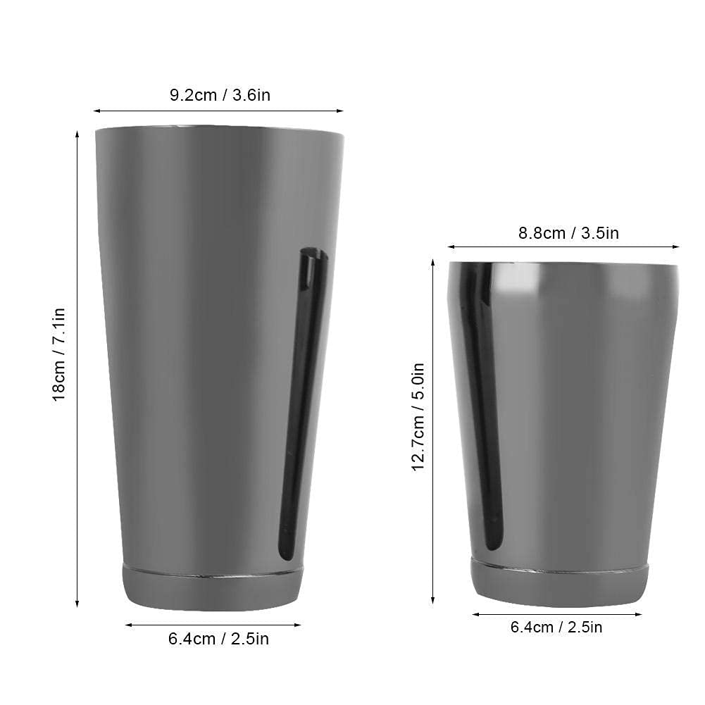 Shaker à Cocktail, Outil de Barre en Acier Inoxydable Boston Shaker Cocktail Shaker Set Cocktail Tin Barman Barware (Noir)(2)