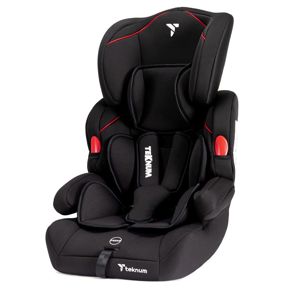 Teknum Nova Car Seat|Group 1/2/3|9Mnths-12Yrs Kids|Convertible Booster|9Kg-36Kg|5-Point Safety Harness|6 Level Headrest Postion|Detachable Back|Portable|Easy To Install|Universal Fit All Cars|Black