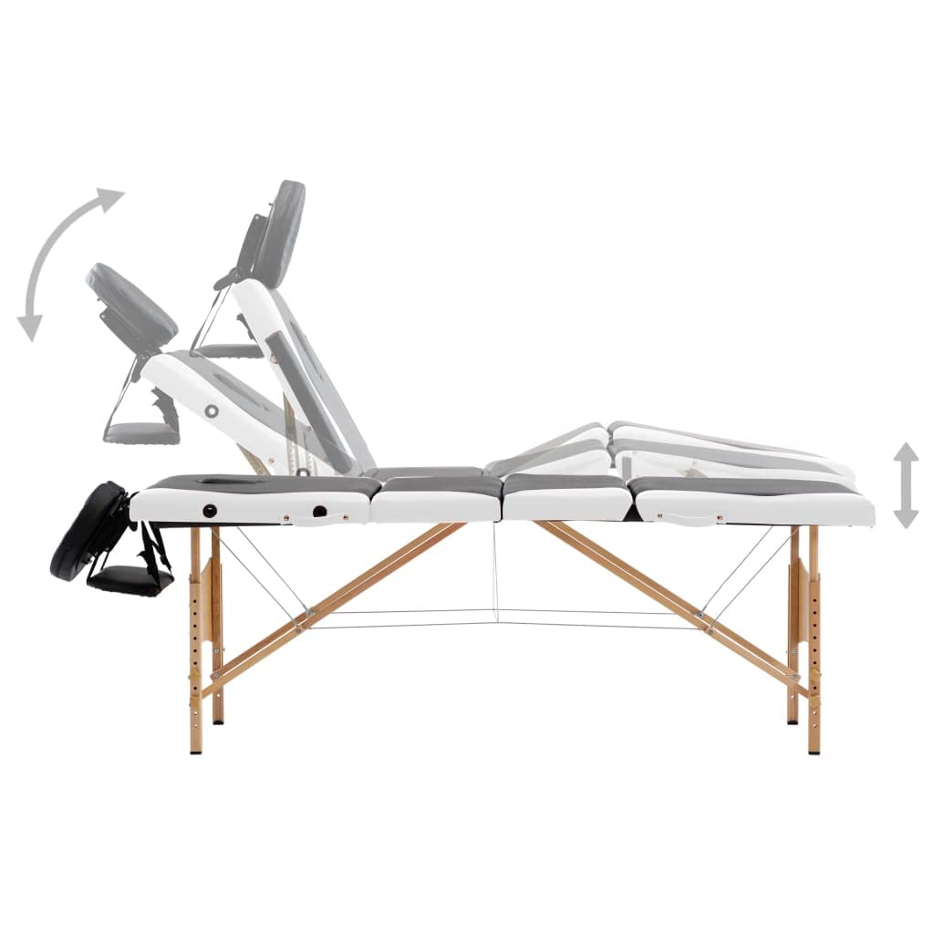 Generisch Massageliege Klappbar 4-Zonen mit Holzgestell Schwarz und Weiß,Gesundheit & Schönheit,Körperpflege,Massage & Entspannung,Massagetische,24.75KG,110220