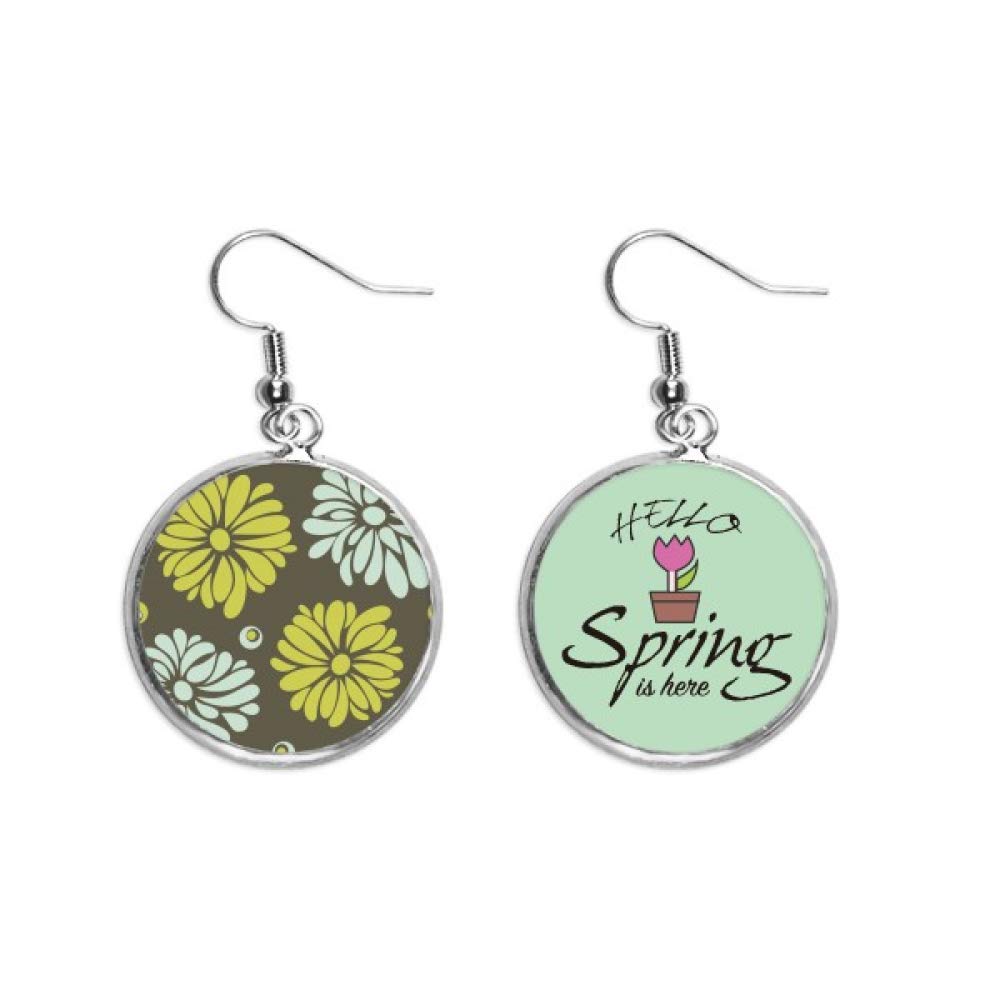 Pendientes de primavera flor de crisantemo colgante amarillo para mujer 5