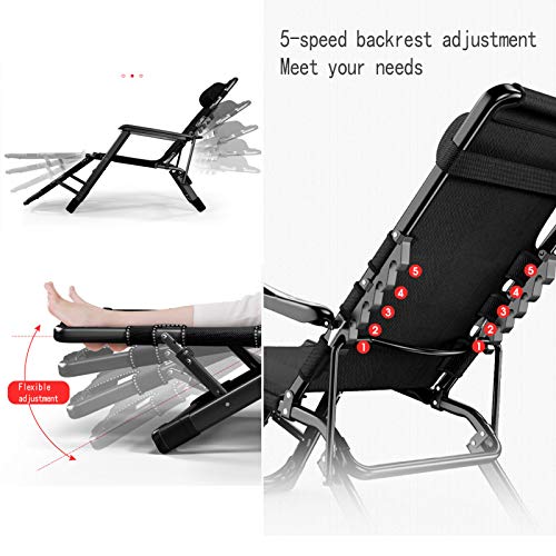 Moolo Outdoor Beach Lawn Camping Foldable Deck Chair Sunbed Chaise Lounge Portable Lightweight Arm Chair With Armrests And Foot Massage(Size:without Cotton Pad,Color:black) #TOP2