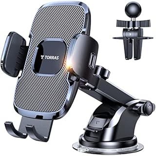 TORRAS [Ultra-Durable Cell Phone Holder for Car, Universal Car Phone Holder Mount Dashboard Windshield Vent Compatible with iPhone 14 13 12 11 Pro Max, Samsung Galaxy S20+ Ultra S10 Note Plus