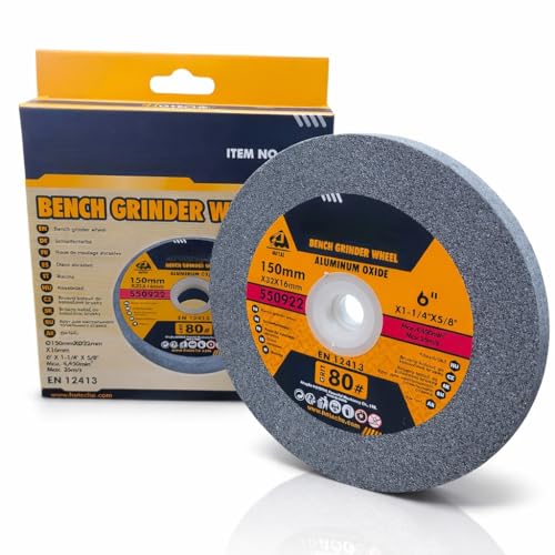 Disque de meule en pierre abrasive TOPLENASHOP 150 mm 150 x 32 x 16 Grain 80 pour Touret à meuler