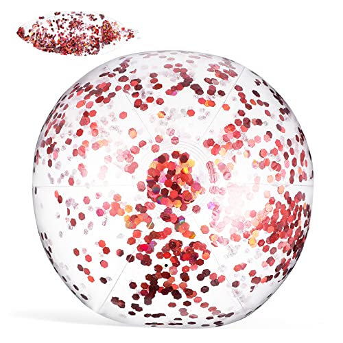 Abaodam Giant Glitter Confetti Beach Ball Inflatable Pool with Pump for Dazzling Sunlight Effect Material Fun Water Game Prop