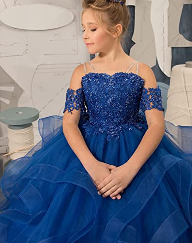 Princess Kids Pageant Dress Applique Beaded Tulle Flower Girl Dresses Wedding Party Ball Gown4