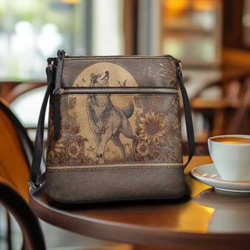 Image of Leather Women Crossbody Hobo Bag Satchel Purse Handbag with Adjustable Shoulder Strap and Zipper Pockets