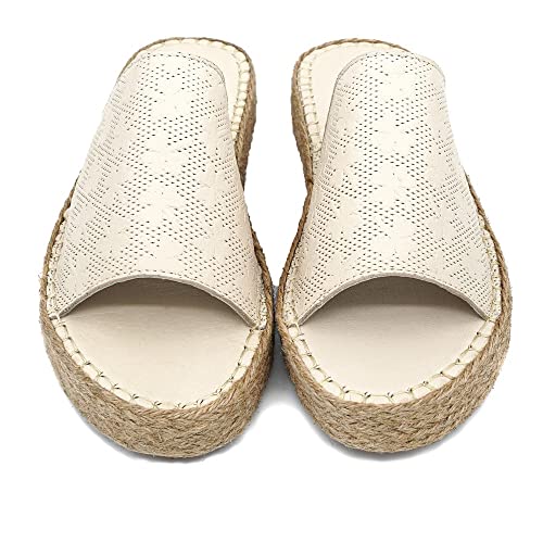 Sandales compensées Bonateks Femme Beige en taille 38 pour un confort de marche quotidien