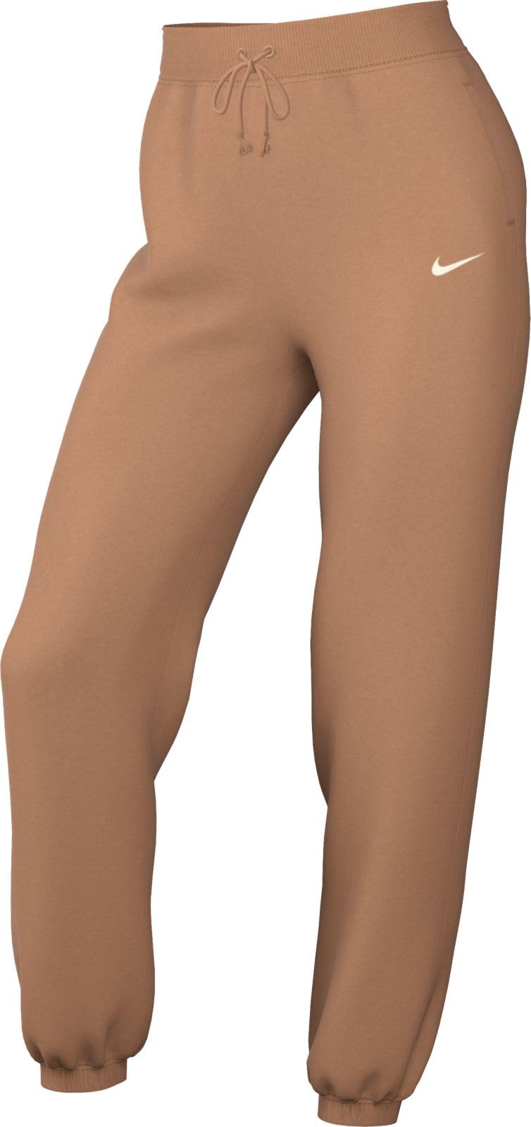 NIKE DQ5887-225 W NSW PHNX FLC HR OS Pant Pants Women's Amber Brown/SAIL Size M