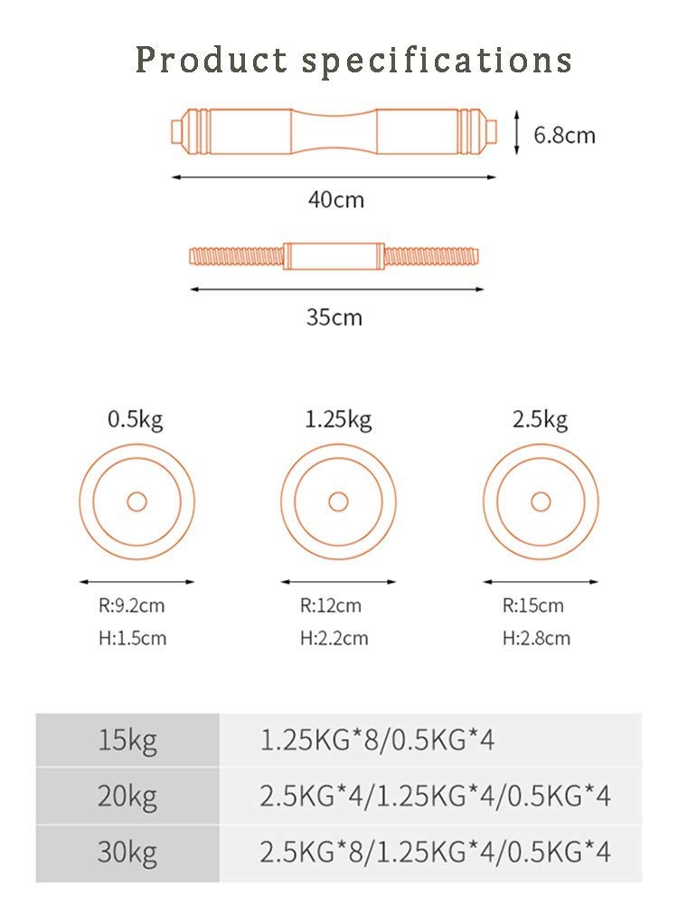 Zestaw hantli Hantle Domowy sprzęt do ćwiczeń Przyjazna dla środowiska guma 15/20/30KG Sztanga Zintegrowana swobodna regulacja ciężaru