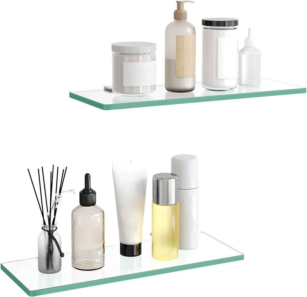 Amazon.com: HOOBRO Glass Shelf for Bathroom, Set of 2, 15.7 Inch ...