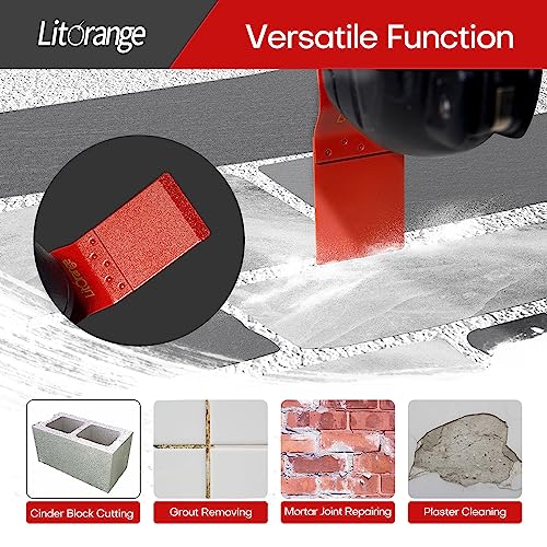 Litorange Carbide End Multi Tool Blades Oscillating Saw Blades Mortar Plaster Grout Remover Compatible with Dewalt Milwaukee Makita Bosch Dremel 5 Pack