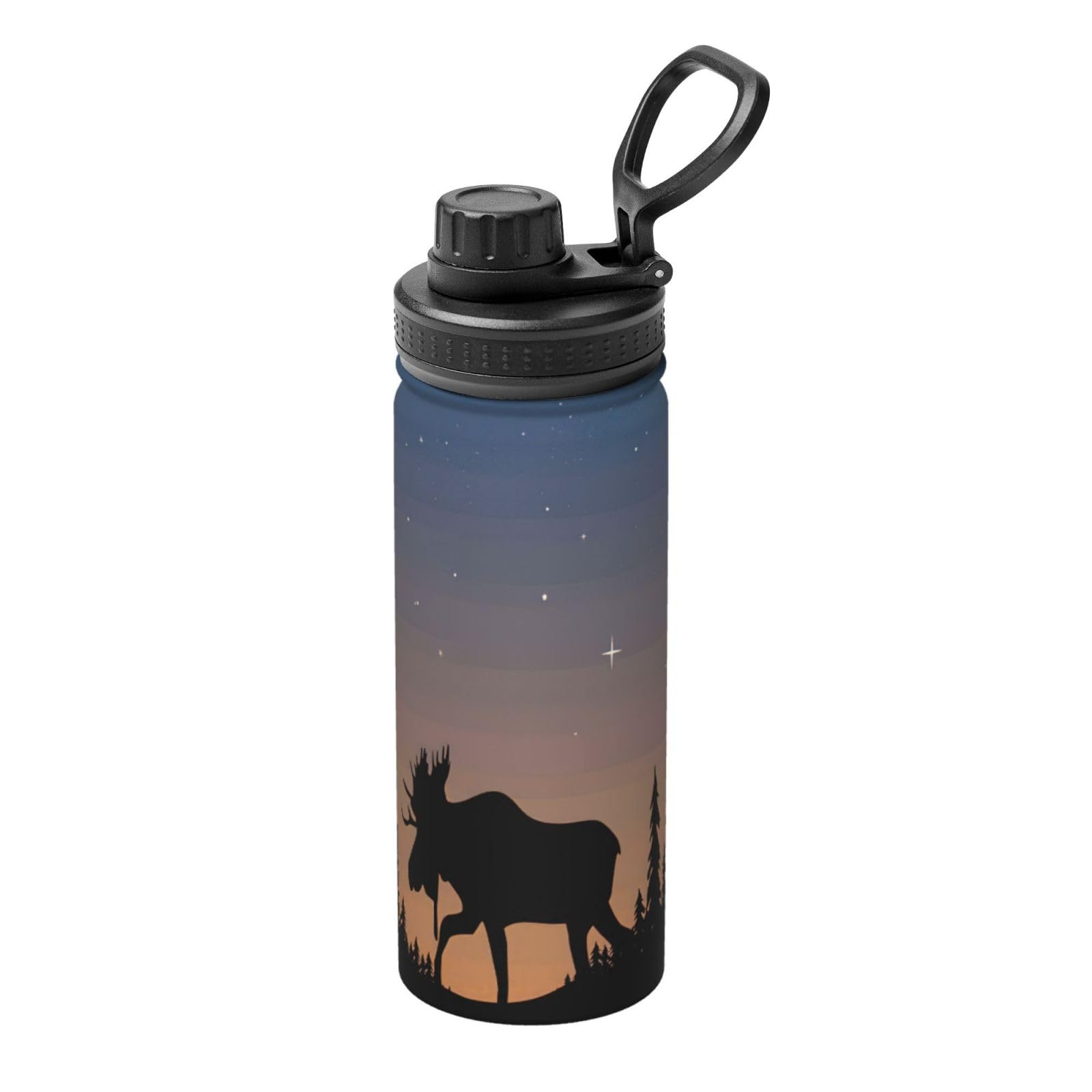 Kfjghhl Insulated Stainless Moose Mountain Pine Tree Wilderness Steel Water Bottle For Sport Gym Travel Leak Camping Hiking Hydration