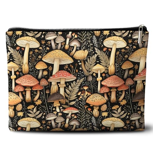 Mushroom Gifts for Women Makeup Bag, Gifts for Mushroom Lovers Organizer Bag. 10x7 Inches