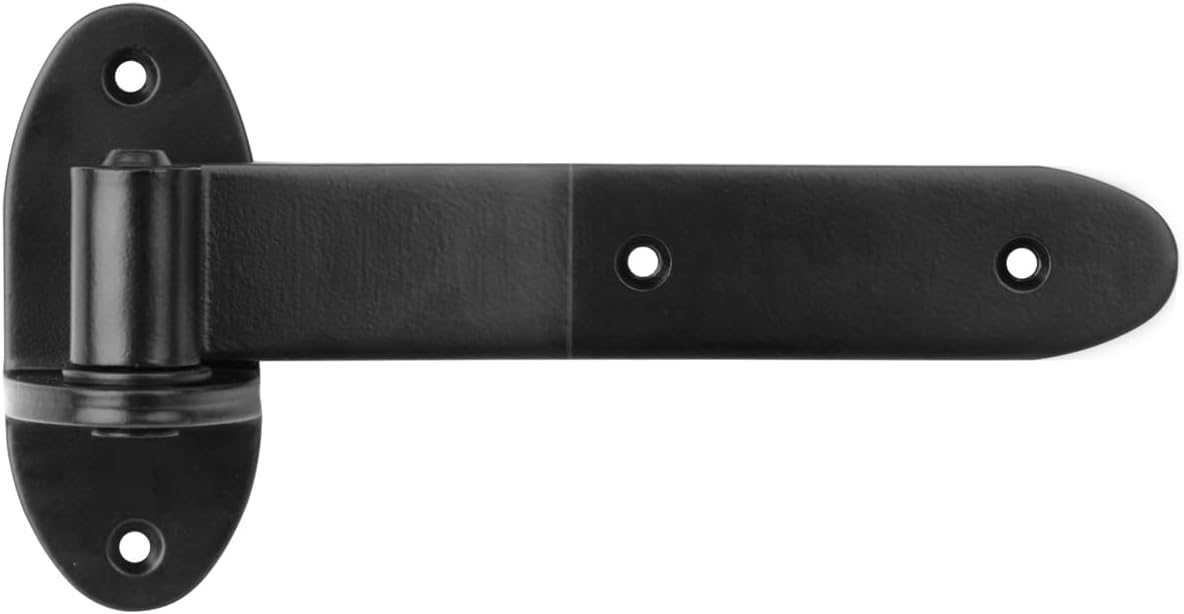 4 Pack 8-3/8" Black T Strap Gate Hinge, Heavy Duty Cranked Band Lift Off Hinge for Fence Shed Barn, 3/16" Thick