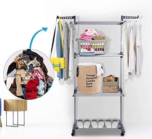 HYGRAD® Clothes Airer - Foldable 3-Tier Drying Rack - Non-Slip Clothes Horse, Space Saving and Eco-Friendly Indoor/Outdoor Drying Rack Stand with Wheels - Image 6