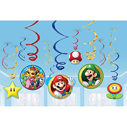 amscan- Super Bolsa de regalo para fiesta infantil con temática de Mario Bros, Color azul, talla estadounidense (013051599980)