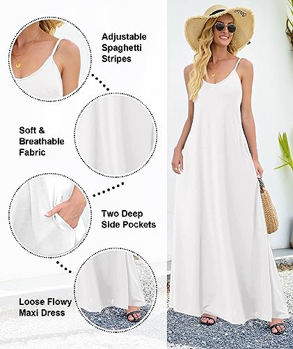 Image of Wolddress Womens Maxi Dress with Pockets 2026 Casual Strap Plus Size Loose Plain Long Office Summer Beach Travel Dresses S-5X